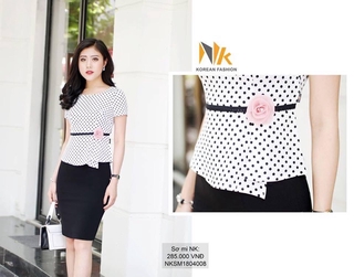 SƠ MI PEPLUM LỆCH CHẤM BI