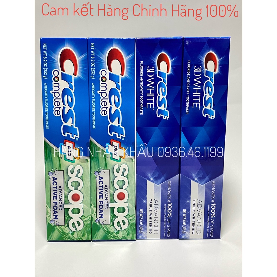 Kem Đánh Răng trắng răng [Mỹ] Crest 3D White Advanced Triple Whitening 158g [Chính hãng]