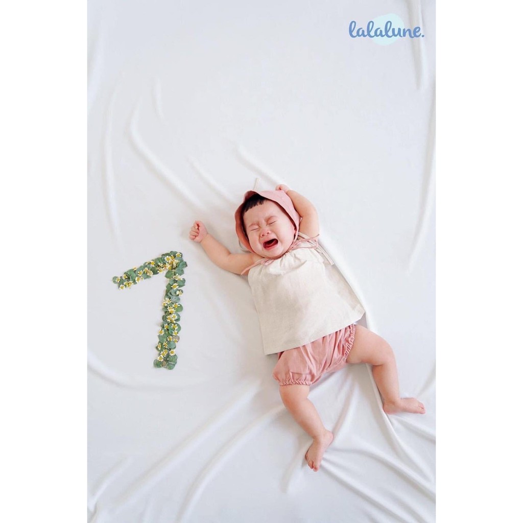 Set áo dây và quần linen hồng strawberry lalalune cho bé từ 6-24 tháng