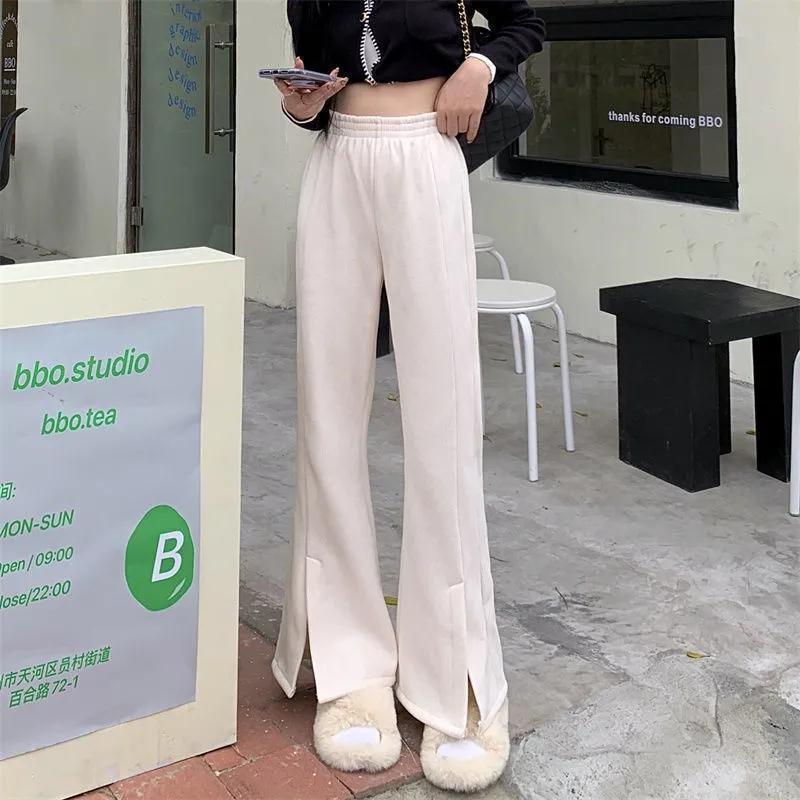 Quần lưng cao xẻ tà thời trang thu đông 2021 dành cho nữ