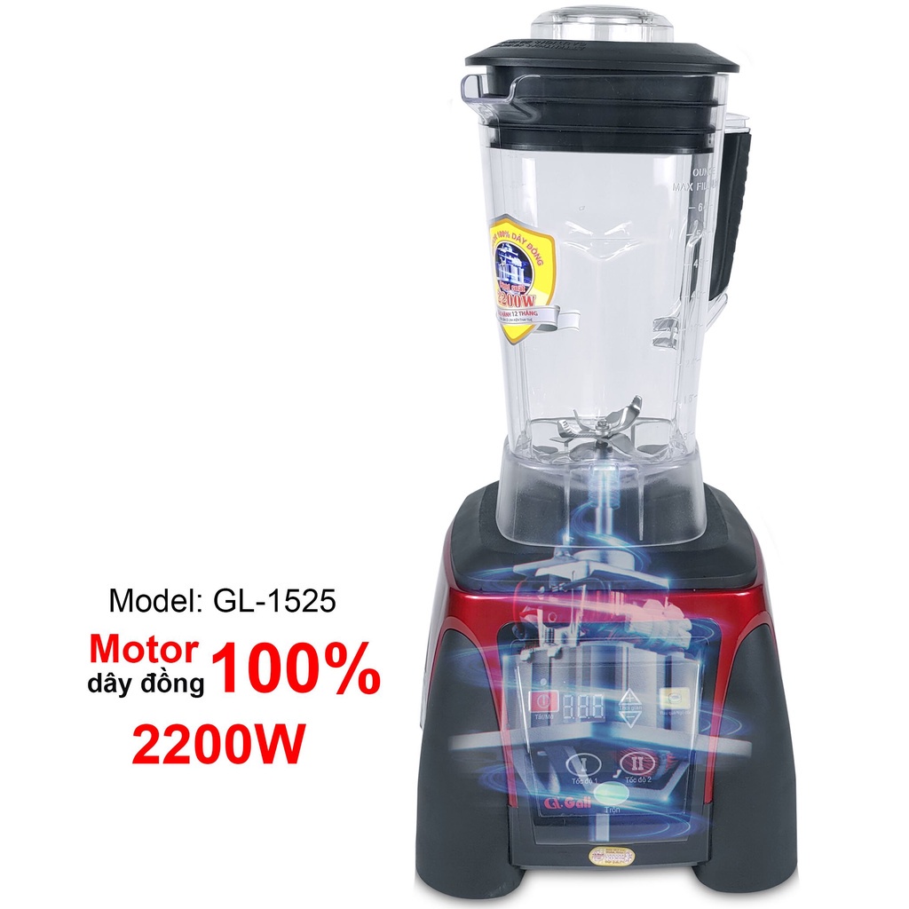 Máy xay sinh tố công nghiệp đa năng Gali 1525/2200w / 2.0 lít hàng nhập khẩu bảo hành chính hãng 12 tháng