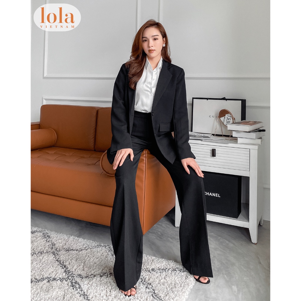 Bộ Vest Nữ Dài LOLA VIETNAM Thiết Kế Công Sở Áo Blazer Có Lót Vai và Quần Dài Form Đẹp Đi Làm Sang Chảnh SET02