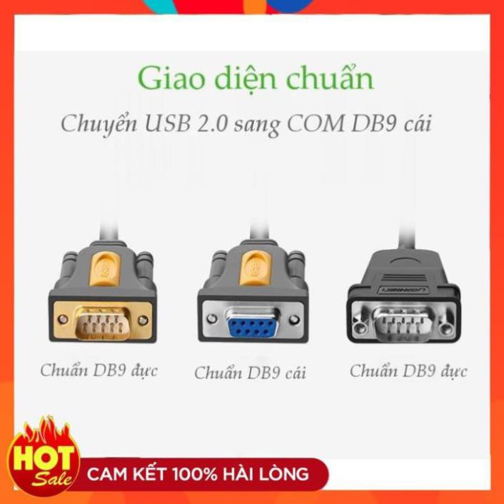 [Chính Hãng] Cáp chuyển đổi USB sang Com RS232 (DB9) dài 1,5m UGREEN 20201 - Hàng chính hãng bảo hành 18 tháng