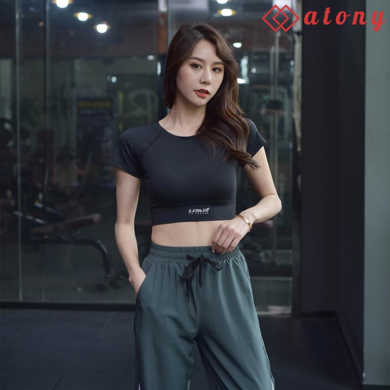 Áo Croptop Tập Gym, Yoga, Zumba Nữ ATONY Cao Cấp, Thời Trang, Co Giãn 4 Chiều, Thoáng Mát