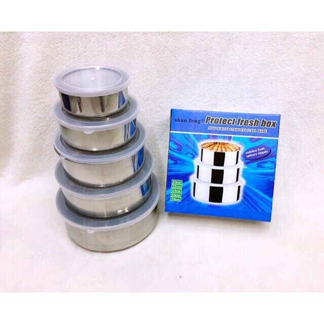 BỘ THỐ INOX CÓ NẮP 5 CÁI