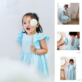 144K -  Đầm bé gái màu xanh công chúa dành cho bé 1 tuổi đến 7 tuổi, thời trang trẻ em may thủ công