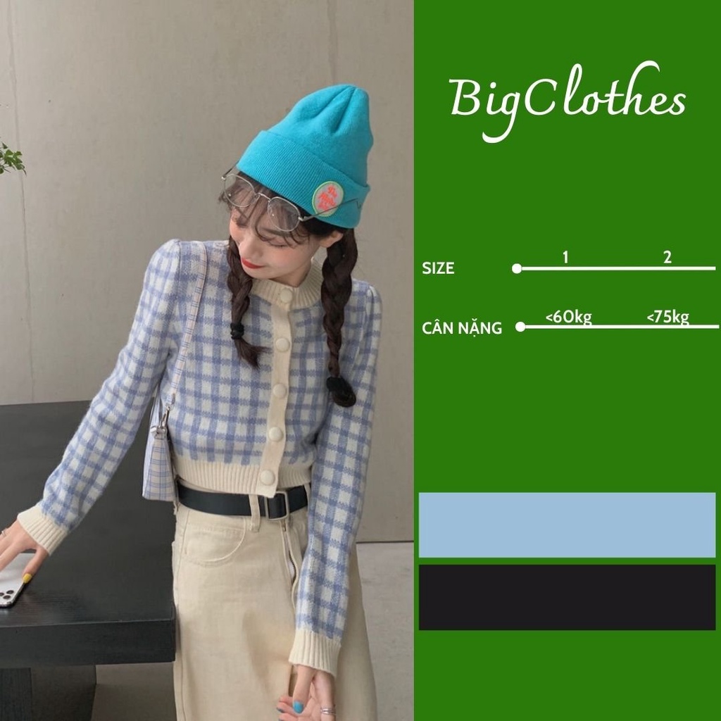 Áo Khoác Len Nữ Croptop Bigsize, áo len cardigan, áo khoác len dáng croptop họa tiết caro phong cách hàn quốc