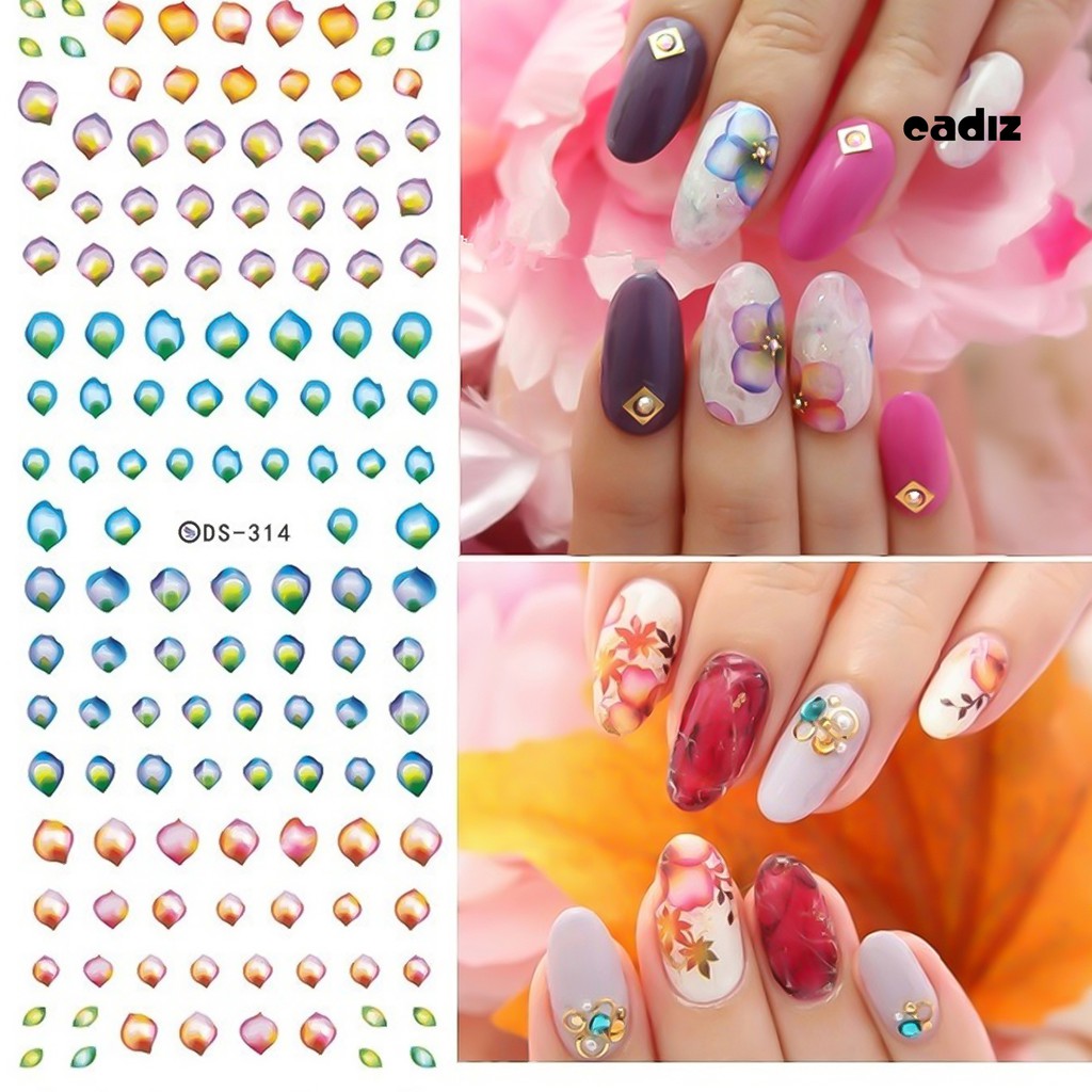 [Hàng mới về] Tấm Hình Dán Trang Trí Móng Tay Họa Tiết Hoa Đa Dạng