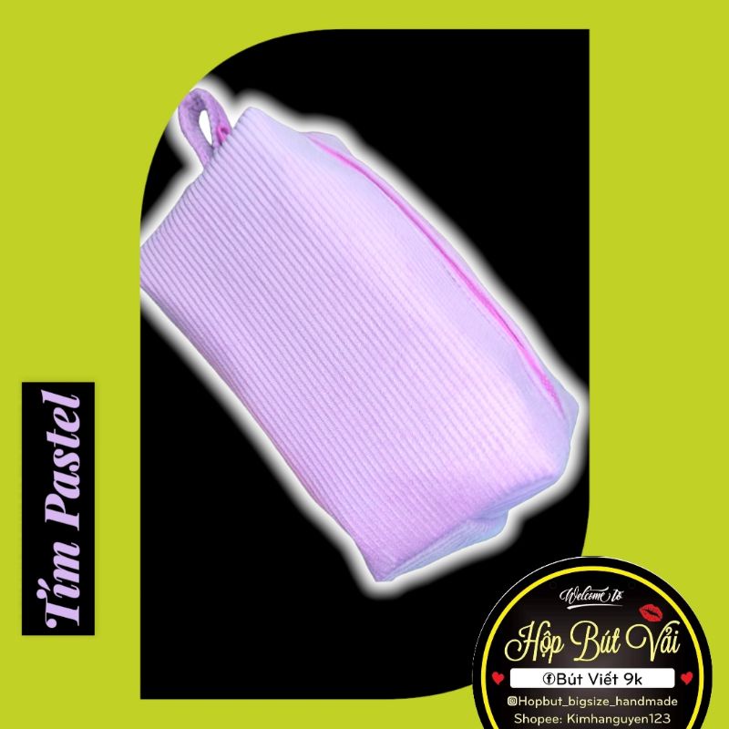 Hộp bút vải nhung tăm màu pastel
