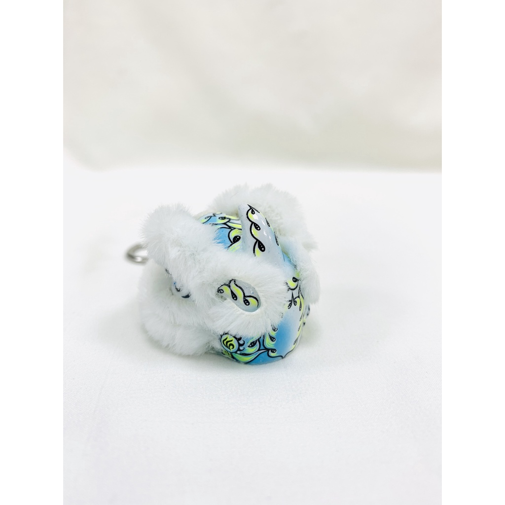 毛毛-蓝白 Móc Khóa Resin Hình Sư Tử Nhảy Múa Thời Trang