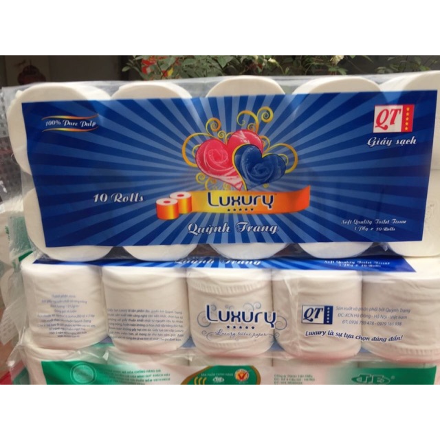 GIẤY VỆ SINH 3 LỚP LUXURY QUỲNH TRANG 10 cuộn