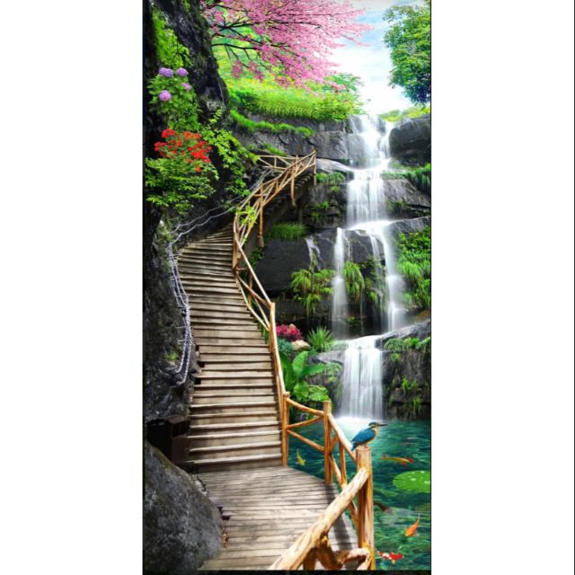 Tranh 3D dán kính 2 mặt 60x150cm