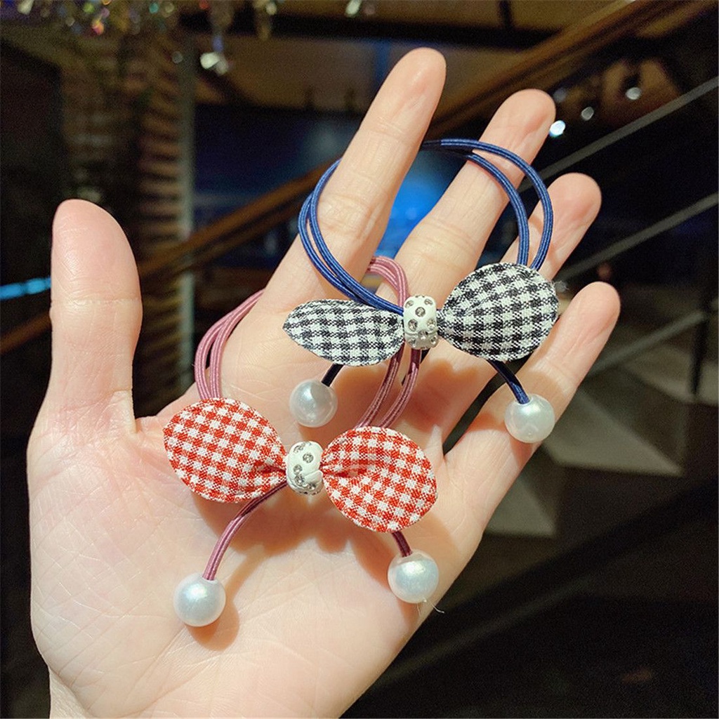 Dây Buộc Tóc Co Giãn Tốt Họa Tiết Chấm Bi Dễ Thương Cho Nữ