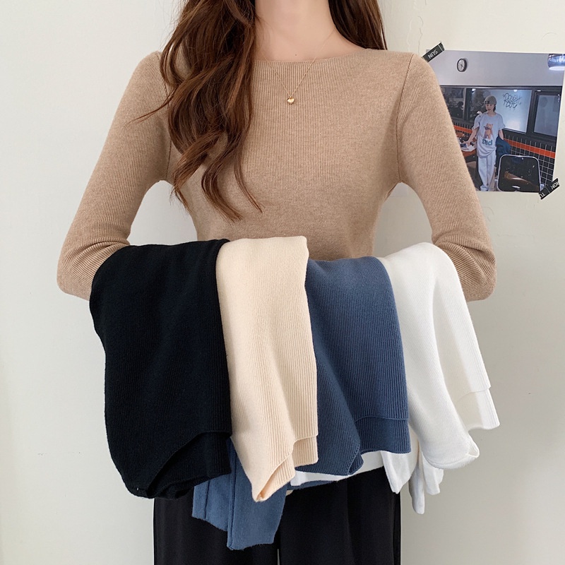 Áo Sweater Dệt Kim Mỏng Tay Dài Dáng Ôm Thời Trang Thu Đông 2022 Mới 2022