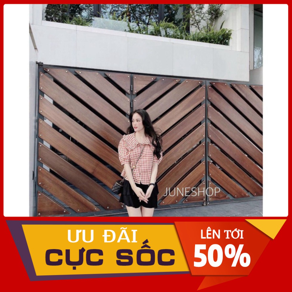 ÁO SƠ MI KẺ ĐỎ CỔ BÈO TAY LỠ SIÊU HOT SM43 kèm video+ảnh thật aosominuhot | BigBuy360 - bigbuy360.vn