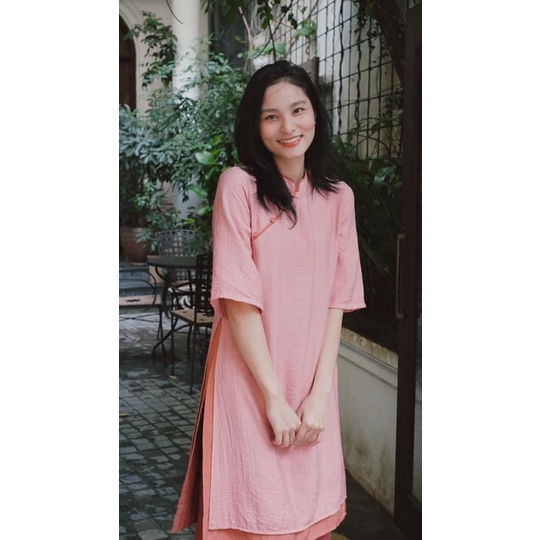 Áo dài cách tân_áo dài cách tân dáng xưa _áo cách tân dáng suông trơn 4 tà