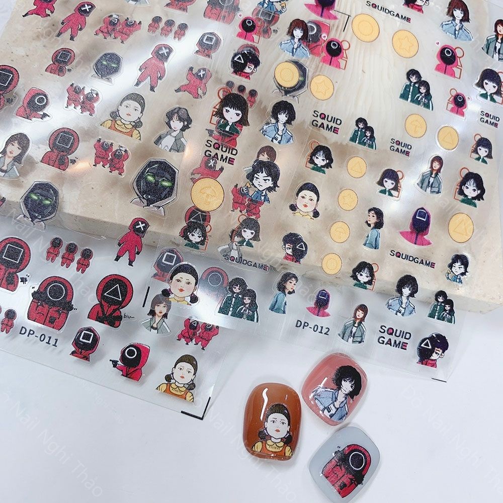 Sticker nail lụa Squid Game 5D