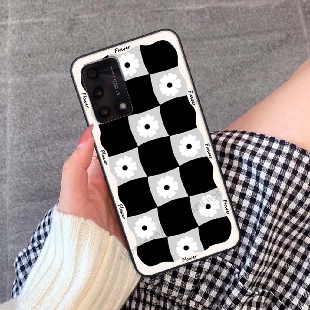 Ốp lưng Oppo A74 / A94 / A95 ốp điện thoại LineBear, bé tóc xù, hoa siêu đẹp