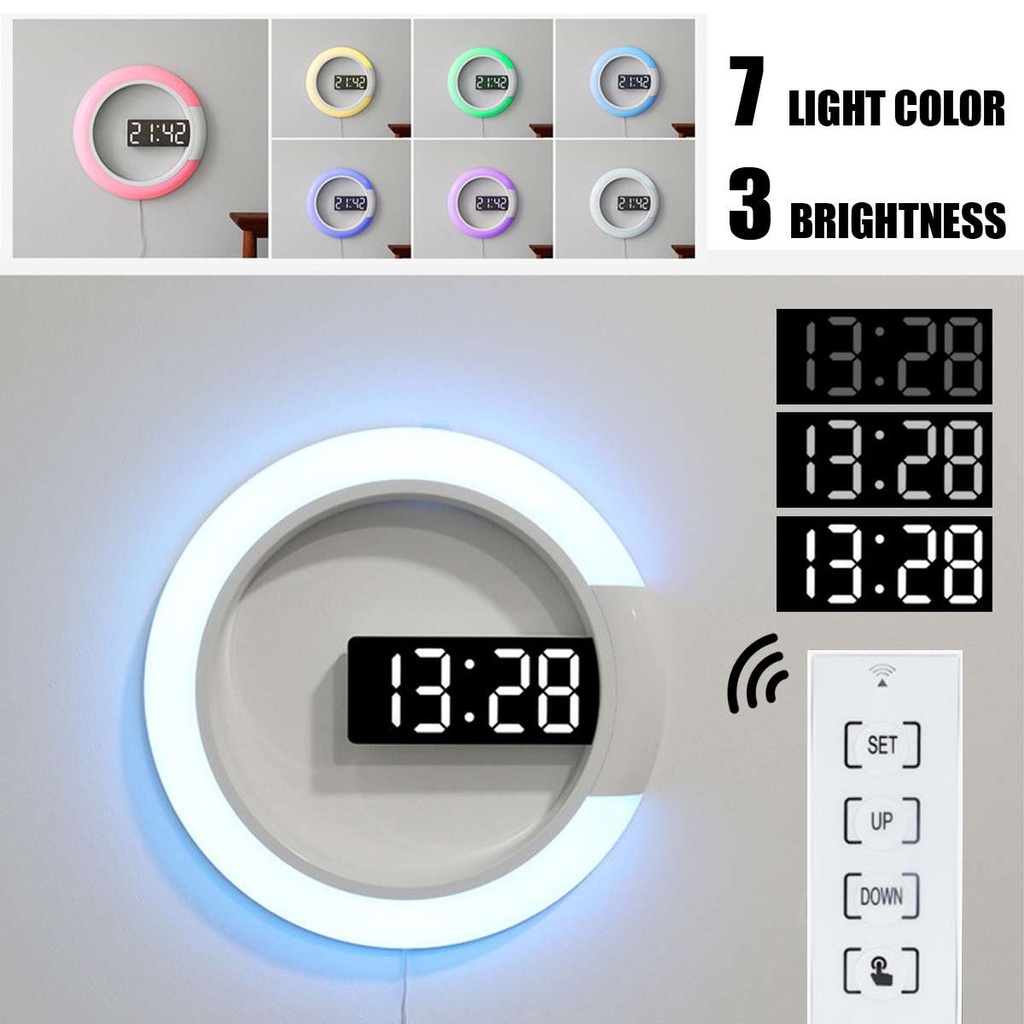 Đồng hồ treo tường có đèn led 3d điều khiển từ xa thông cảm
