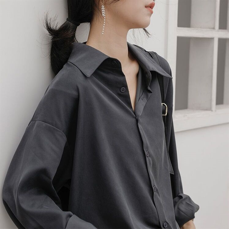 Áo Sơ Mi Nữ Tay Dài Cổ Chữ V Màu Sắc Thanh Lịch