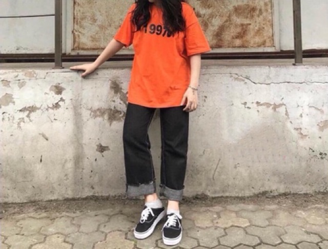 Quần ống rộng gấp gấu