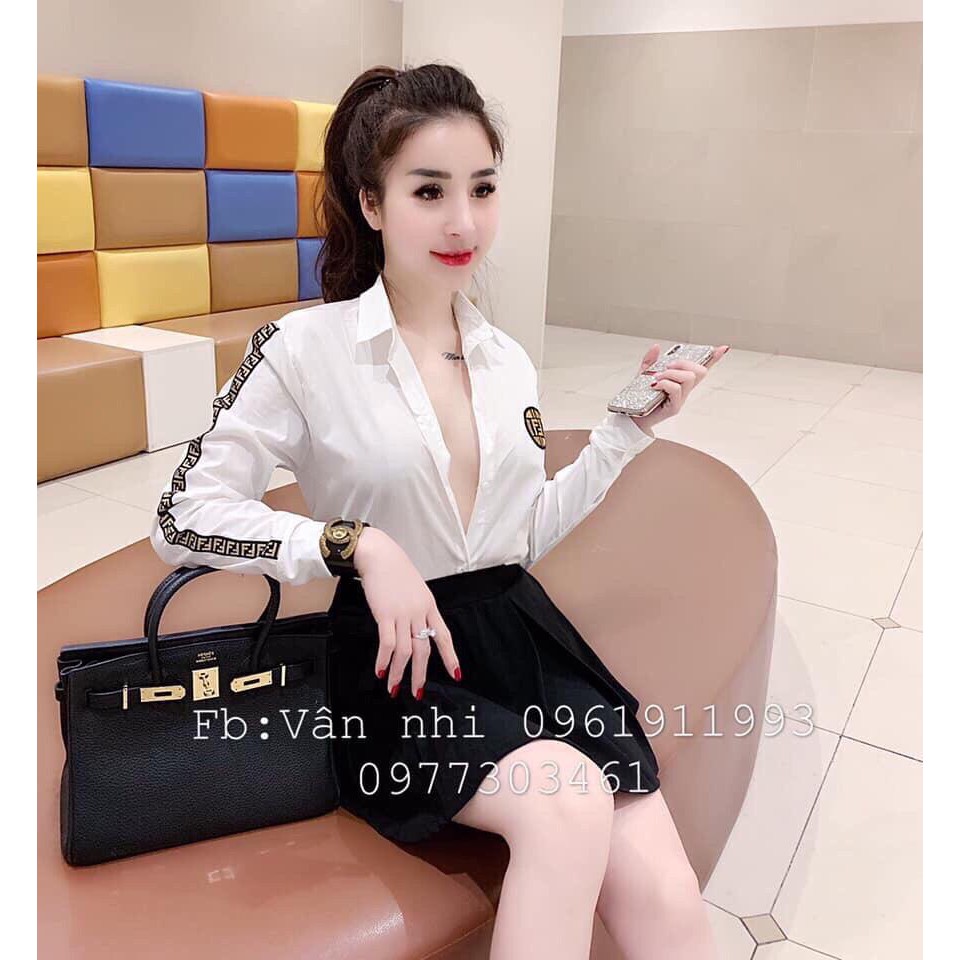 Áo Sơ Mi Kate Hot Trend Viền Tay In Logo Sành Điệu  TTSA0703 (TTS0261)