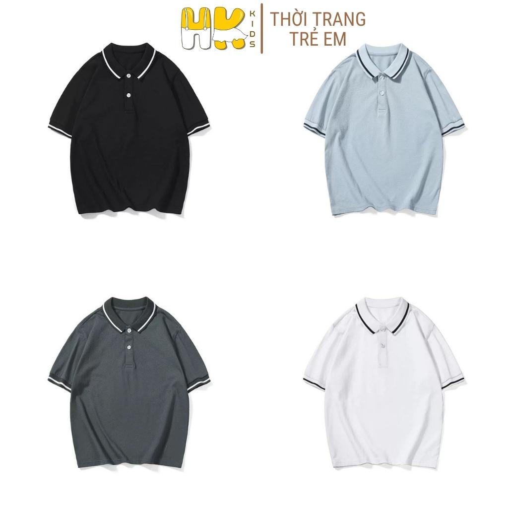 Áo thun polo HK KIDS tay ngắn màu sắc trơn thời trang mùa hè dành cho bé trai từ 4 đến 15 tuổi (mã 2110)