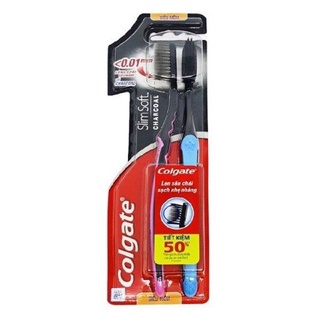 VỈ 2 BÀN CHẢI COLGATE SLIM SOFT CHARCOAL