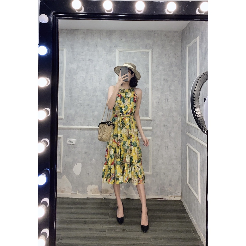 Đầm Maxi ZR Họa Tiết Lá - Hàng xuất dư 100%