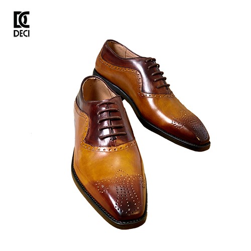 [Mã LT200 giảm 200K đơn 699K] Giày tây nam công sở đánh màu patina da bò cao cấp DECI BROGUE 7