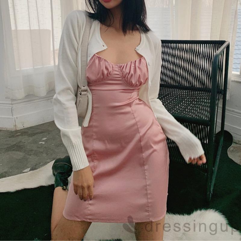 Đầm 2 dây satin thiết kế hở lưng quyến rũ | BigBuy360 - bigbuy360.vn