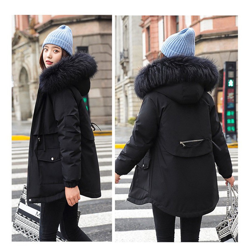 {Karul}Áo khoác nữ Parka mũ lông lót nỉ mềm phong cách hàn quốc mẫu mới có dây chiết eo. | BigBuy360 - bigbuy360.vn