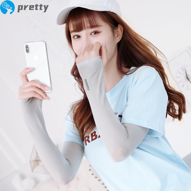 Jazeel 1 Pair Ice Silk Sun  Protection  Sleeves Outdoor Fingerless Sun-shading Anti-uv Sleeves