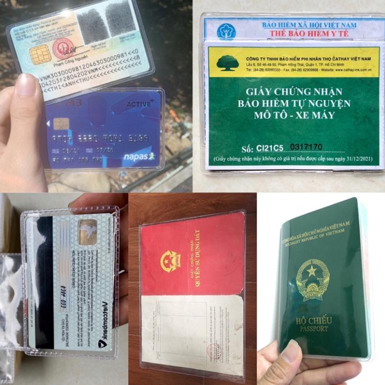 (COMBO 2)-VỎ BỌC THẺ ATM, CCCD, BẰNG LÁI XE, BHYT, HỘ CHIẾU, SỔ ĐỎ SỔ HỒNG Nhựa PvC Trong Suốt, Siêu Dẻo Có Nắp...