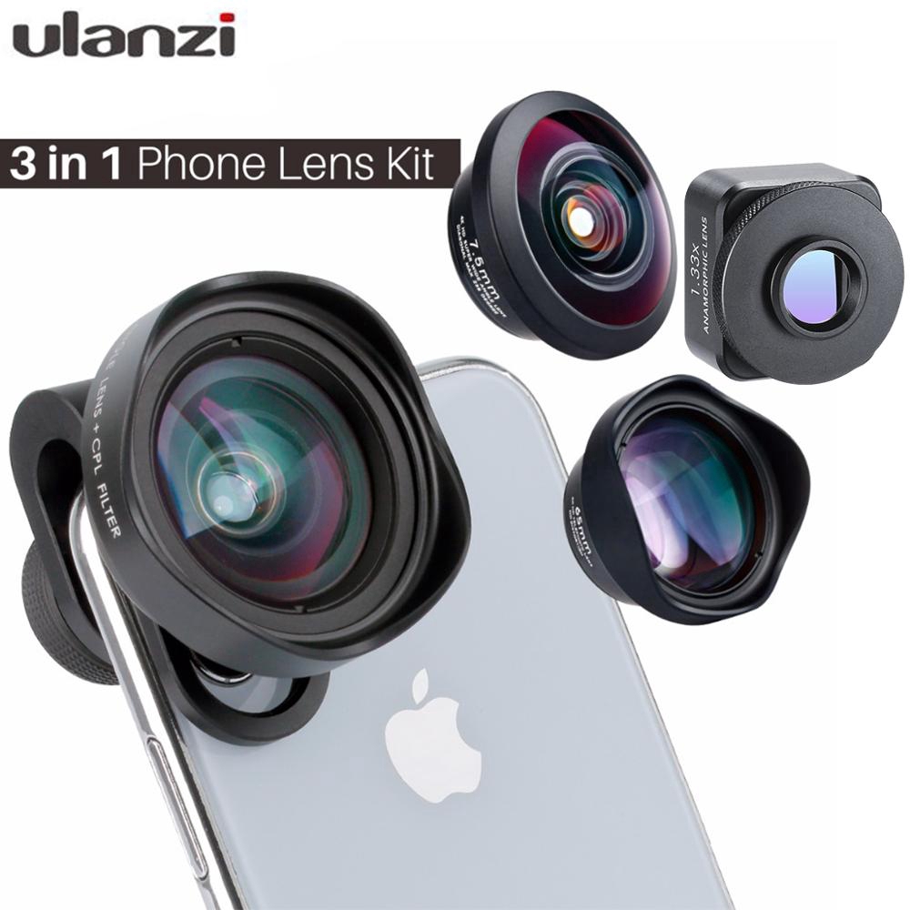 Ulanzi Điện thoại Lens 17mm Giao diện ống kính góc rộng với CPL filter biến hình Lens Fisheye Telephoto Lens 75mm Macro