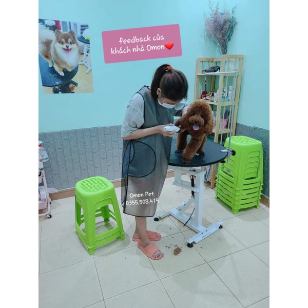 Áo tắm kèm cắt tỉa cho thợ grooming chống thấm nước không bám lông trơn dài thoáng mát - OmonPet