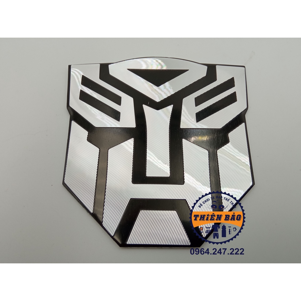 Tem nhôm dán xe Trans Produce, logo nhôm dán xe Transformer, sticker dán xe to màu Bạc không sừng #2