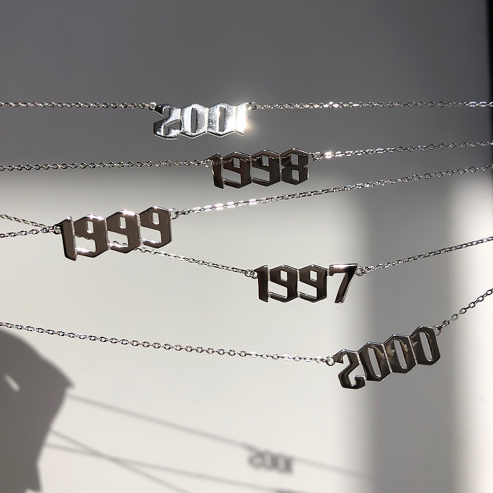 1 Vòng cổ Mặt Hình Chữ Số Năm Mới Retro Đơn Giản Thời Trang Dành Cho Cặp Đôi