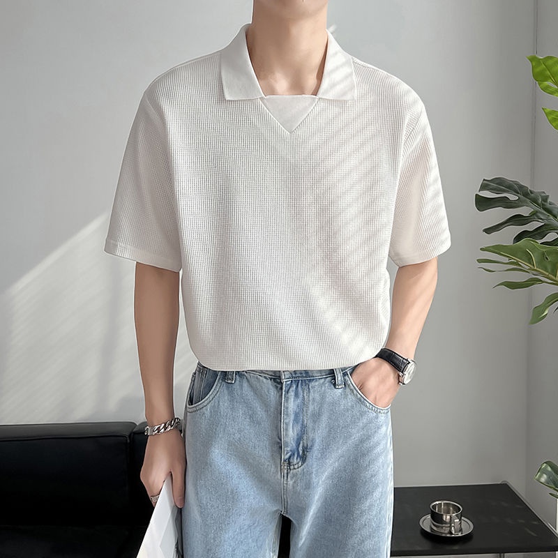 Áo Sơ Mi Tay Ngắn Vải Lụa Lạnh Thời Trang Trẻ Trung Cho Nam
