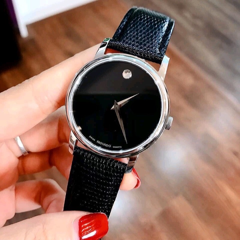 ĐỒNG HỒ NỮ MOVADO MUSEUM BLACK DIAL BLACK LEATHER 2100002