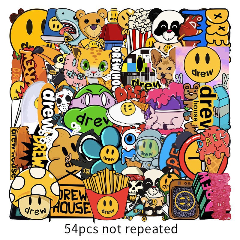 SET 54 MIẾNG STICKER DREW HOUSE JUSTIN BIEBER SIÊU CHẤTCHỐNG NƯỚC DÁN VALI DÁN ĐIỆN THOẠI DÁN XE ĐẠP DÁN ĐÀN