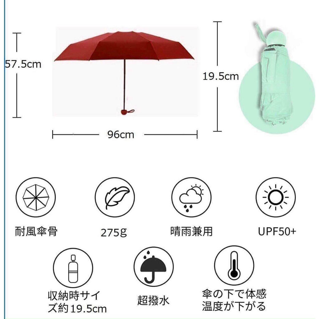 Hàng Nhật. Ô /Dù Mini siêu xinh, xịn có hộp đựng tiện bỏ cốp xe