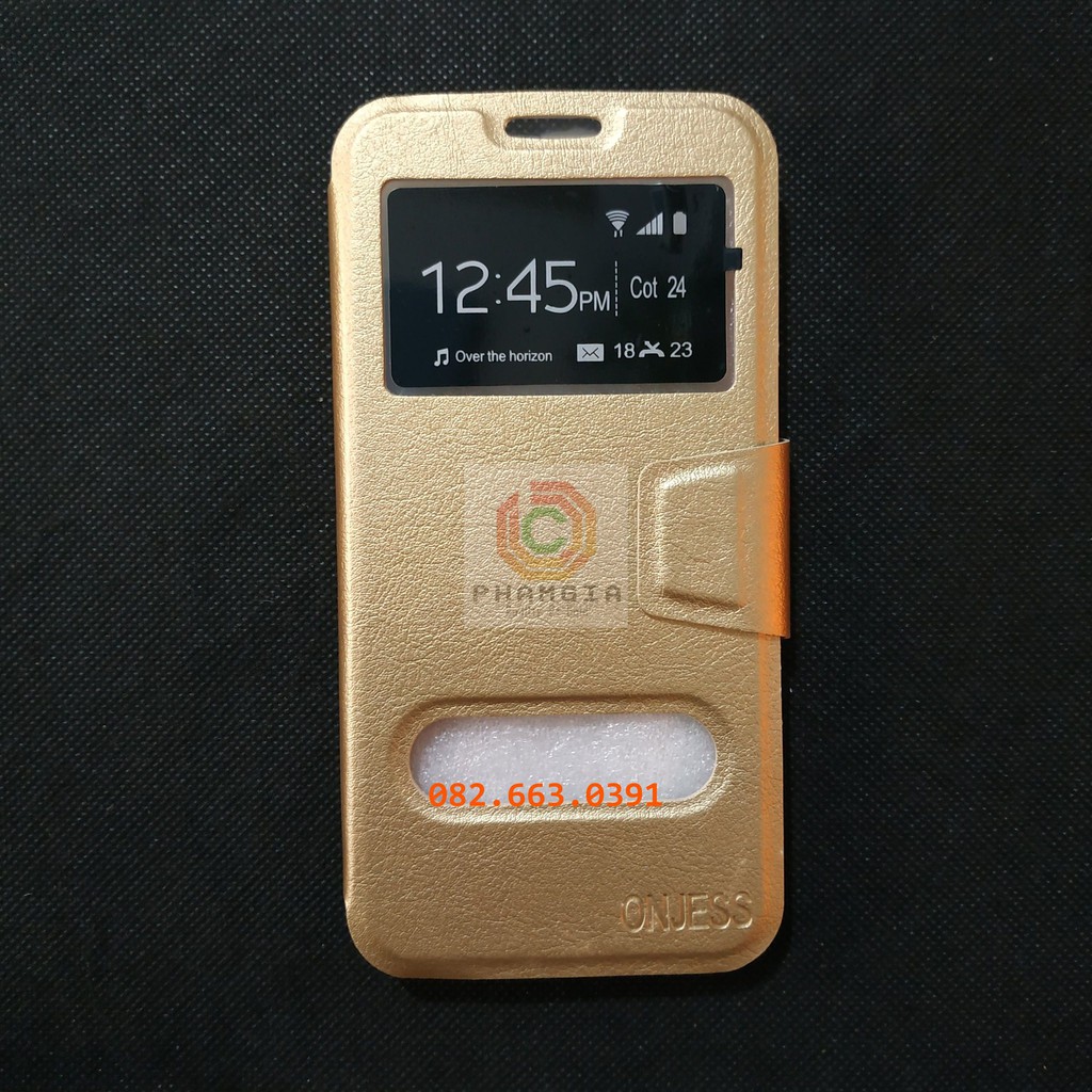 Ốp lưng Samsung A8 có đồng hồ xem giờ, chất liệu da sang trọng
