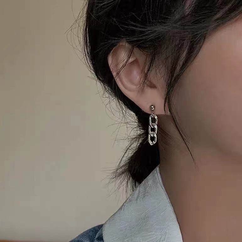 Bông tai nữ dáng dài mắt xích đơn giản phong cách Hàn quốc swag