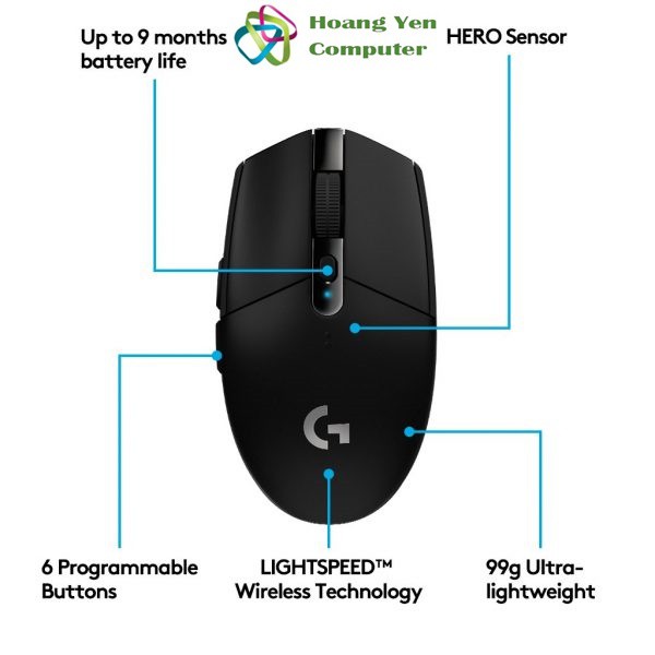 Chuột Không Dây Gaming Logitech G304 Lightspeed, Hero Sensor max 12.000DPI