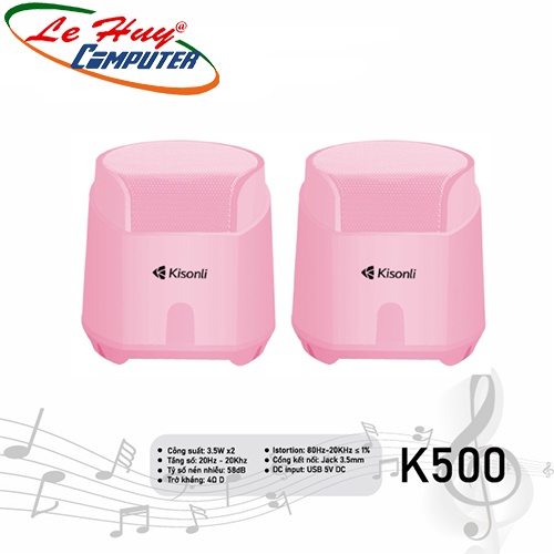 Loa vi tính Kisonli K500 Pink LED