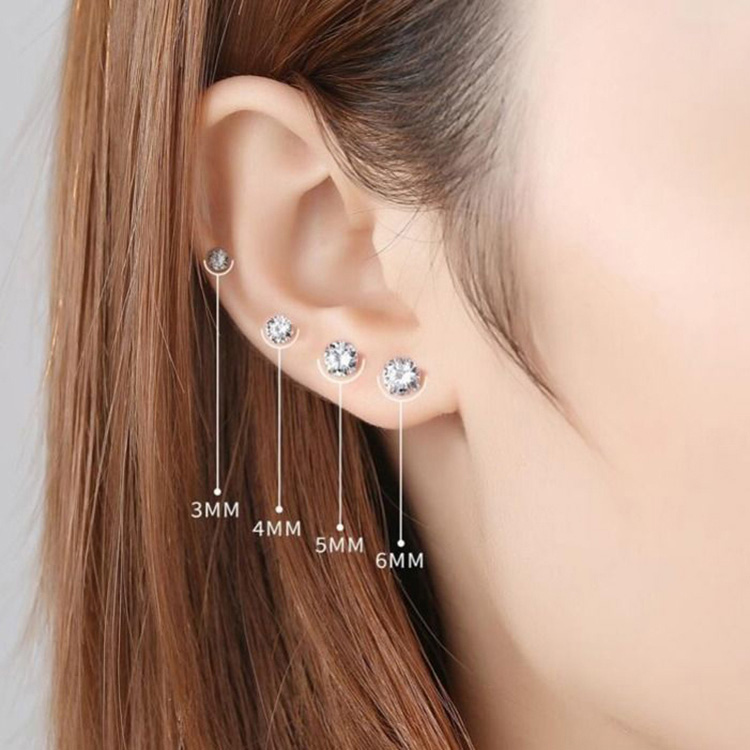 [Mã FASHIONT4FA2 giảm 10K đơn 50K] Bông Tai XiaoboACC Đính Đá Zircon Sáu Góc Kiểu Dáng Thời Trang