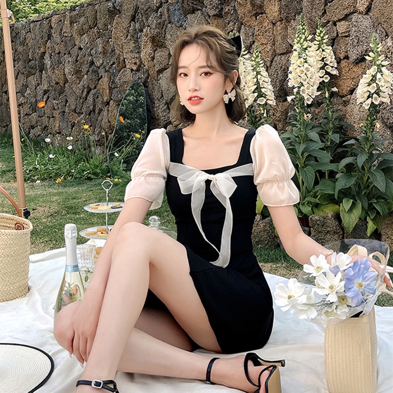 Bikini dạng Váy đi biển set áo tay bèo tơ tiểu thư xinh xắn đồ bộ nữ đi biển hotgirl sang chảnh kiểu Hàn Quốc DK9T202