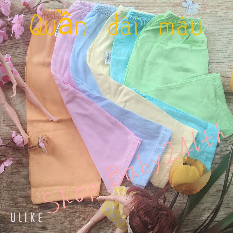 Quần dàicotton màu, quần dài chục cho bé mặc mát  sơ sinh đến 17 kg