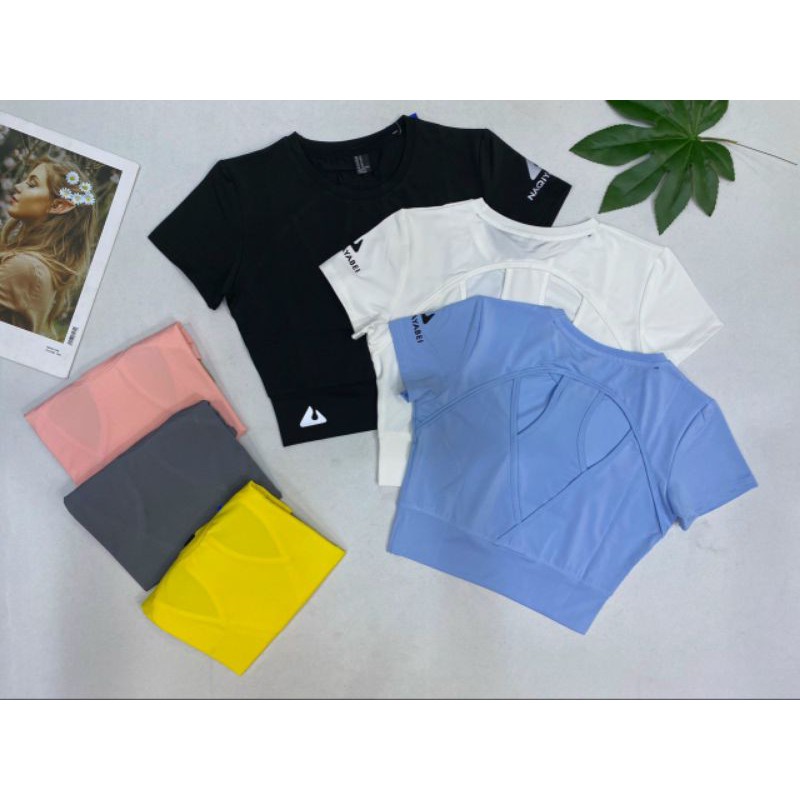 Áo Croptop tập gym yoga aerobic cao cấp, ôm body mặc chơi thể thao, đi chơi